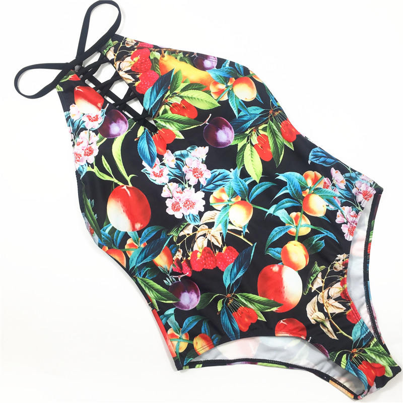 One-piece swimsuit colorful fruit printed swimsuit custom swimwear sexy bikini