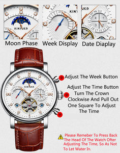 KINYUED Innovador Tourbillon Diamante Patrón Incrustaciones Diamante Escala Fase <span class=keywords><strong>Lunar</strong></span> Hueco Mecánico Reloj Business Elite - Product Image 3
