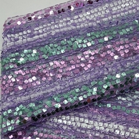 Tissu en maille jacquard multicolore brodé de sequins et de perles pour vêtements de scène, Cheongsam, Hanfu pour garçons