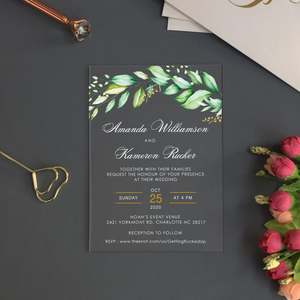 Invitation de mariage géométrique avec verdure, <span class=keywords><strong>aquarelle</strong></span>, feuilles d'<span class=keywords><strong>eucalyptus</strong></span> vertes, invitation de mariage - Product Image 5