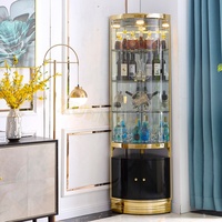 Meuble de salon en métal, armoire de rangement pour vin en acier inoxydable, meuble à vin avec étagères en verre, armoire réfrigérante pour vin, casier à vin