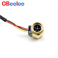 Sensor Aliran Cairan Efek Hall 1/2 inci Kuningan Tembaga Meter Aliran Air Efek Hall Rotor Turbin 44 mm Sensor Aliran Cairan Air