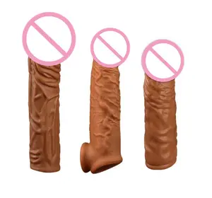 Flüssige Silikon Penis Ärmel Verbesserung Wieder verwendbare Kondom Zeit verzögerung G-Punkt Stimulation Realist Dildo Cover Sexspielzeug