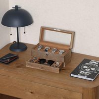 Boîte à montres de luxe en bois, emballage de luxe pour montres, boîte à montres en bois à 2 niveaux avec doublure en velours doux, boîte à montres en bois avec couvercle en verre