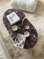 Ensemble de table basse en marbre Rosso Levanto, nouveau design, pierre naturelle, meubles de salon, table basse en marbre, table basse à thé