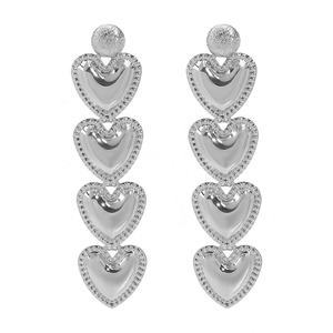 European American Retro Hong Kong-Style Heart-Shape <b>Long</b> Tassel <b>Earrings</b> Versatile Simple Hoop Design for Party or Gift - Product Image 5
