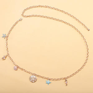Chaîne de taille bohème européenne pour l'été, avec pendentifs étoile de mer et coquillages, chaîne de corps pour femme, couleur or - Product Image 5