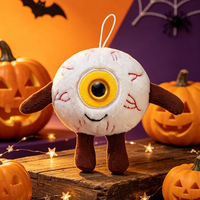Vente en gros de poupées en plastique à yeux de Halloween, super douces, en peluche, 15 cm, pour des farces amusantes, des cadeaux, porte-clés lumineux