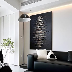Pintura al Óleo Pintada a Mano, Textura Abstracta de Luz Estelar, Marco Metálico, Decoración Moderna para Pared de Sala de Estar o Sofá - Product Image 3