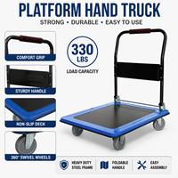 Carretilla de Mano Plegable de 4 Ruedas con Frenos, Capacidad de Carga de 300 kg/500 kg, Carretilla de Metal para Compras y Herramientas