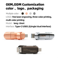 Flashdisk USB3.2 Tipe C Logam Baru 128GB/256GB/512GB OTG Solid State dengan Garansi 1 Tahun, Chip Tersedia