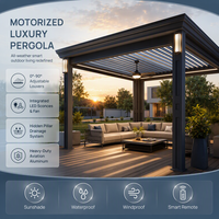 Pergola bioclimatique de luxe en aluminium motorisée, toit métallique imperméable, gazebo écologique pour espace extérieur et patio