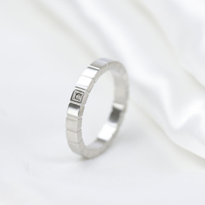 Anillo de Diamantes Geométricos de 3 mm para Mujer, Engaste de Bisel, Acero Inoxidable, Joyería de Moda, Regalo - Product Image 2