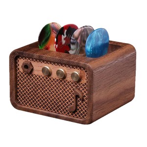 Caja de almacenamiento de púas de guitarra de madera, diseño Retro de madera maciza de 4,9x5,7x3,7 cm para piezas de instrumentos de cuerda - Product Image 4
