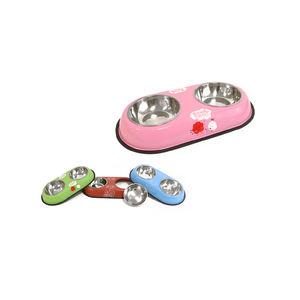 Comedero doble para mascotas Yommy de 38.5 cm, tazón ovalado de acero inoxidable para perros y gatos - Product Image 6