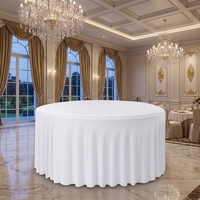 Gevormde ronde tafelkleed met geplooide rok, één geheel van spandex, tafelhoes voor bruiloft, banket, feest, hotel, evenement