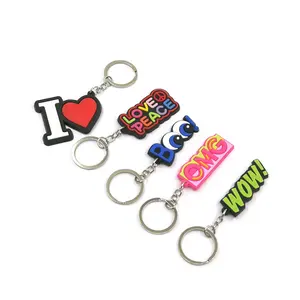 silicon key ring cute design words cartoon keychains fashion letter key holder fit men women keys bag Pendants custom wholesale