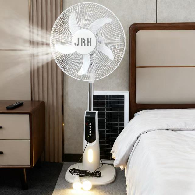 16-Inch Solar Rechargeable Fan with Remote Control Energy Efficient Adjustable Height for Outdoor & Household Use