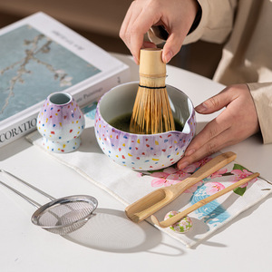 Nouvel ensemble d'outils en porcelaine japonaise de 8 pièces pour matcha, avec bol à matcha dégradé résistant à la chaleur, <span class=keywords><strong>pot</strong></span> à matcha et boîte cadeau - Product Image 4