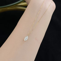 18K Gelbgold Labor-Gezüchteter Diamant-Anhänger Halskette Minimalistischer Marquise-Schliff Verstellbare Damen Feiner Schmuck Modische Halsketten Charm