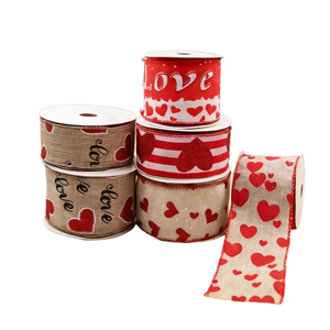Cinta de Lino Estampada con Estrellas y Borde de Alambre Flexible para Decoración de Pascua, Suministro de Fábrica - Product Image 1
