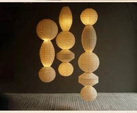 Lampe suspendue en papier de riz faite à la main, grande lanterne décorative d'intérieur personnalisable en usine