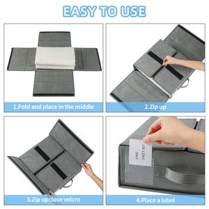 Organisateur de draps pliable avec fermeture éclair pour draps Queen ou King, housses de couette, organisateur de placard pour literie, vêtements, serviettes - Product Image 4