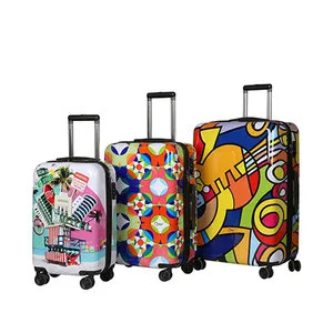 Wholesale Custom multi-Size ABS Trolley Luggage Set printing logo suitcase luggage With 4 Spinner Wheel