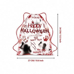 2023 Halloween Gift Candy Storage <b>Bag</b> Promotional Cartoon <b>Waterproof</b> Polyester <b>Drawstring</b> Backpack - Product Image 5