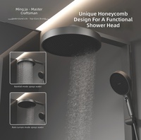 Fabricant de robinets de douche thermostatiques intelligents de luxe gris anthracite avec double étagère de rangement, 5 fonctions, effet pluie