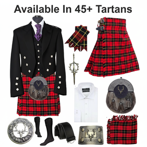 Conjunto de Kilt Prince Charlie de 11 Piezas con Cabeza de Ciervo Escocés para Hombre, Marca Obexa, para Bodas en las Tierras Altas, Material de Algodón - Product Image 1