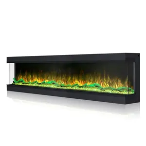 Best WiFi 3D Modern Panoramic Electric Fire Place Decor Flame LED 2 / 3 Sided Decorative Electric fireplaces 80 inch