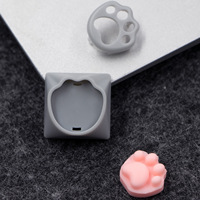 Keycaps en silicone souple en forme de patte de chat 1U, style PC, DIY, haute qualité, pour filles, blanc rose, personnalisables, fabriqués sur mesure
