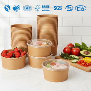 Ventes en gros de bols à salade biodégradables en kraft, emballages de qualité alimentaire pour les repas et les collations - Product Image 1