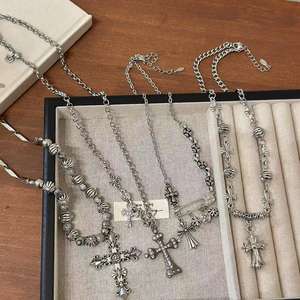 <span class=keywords><strong>Collana</strong></span> con ciondolo a croce in <span class=keywords><strong>argento</strong></span> <span class=keywords><strong>antico</strong></span>, Trendy con diamanti e gioielli Punk Punk da uomo e da donna - Product Image 3