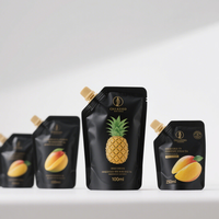 Pochettes souples personnalisées écologiques en plastique de qualité alimentaire 100ml 250ml pour jus de fruits ananas mangue biologique, lait, boissons liquides et café avec bec verseur