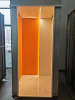 Ascenseur domestique sans arbre de transmission ni engrenages, capacité 400 kg, thème orange, alimentation CA, petit ascenseur à traction moderne, 2-5 étages, villa résidentielle