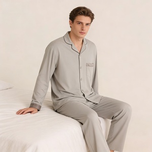 Pijamas de Algodón Modal Lenzing para Parejas, Primavera, Verano, Otoño, Conjunto de Manga Larga y Pantalón Largo, Solapa de Satén, Suaves y Cómodos para el Hogar - Product Image 6
