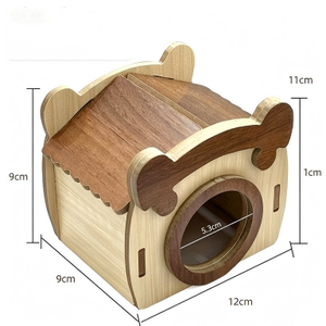 Villa pour hamster en bois massif multifonctionnelle, style rétro triangulaire, pour toutes les saisons – Cage pour animaux <span class=keywords><strong>de</strong></span> compagnie très vendue - Product Image 4