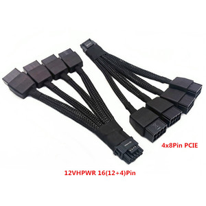 Câble adaptateur d'alimentation GPU PCI-E 16 broches 12+4 broches vers 4x8 broches PCIE 5.0 12VHPWR ATX3.0 pour carte graphique <span class=keywords><strong>3090Ti</strong></span> & RTX4080/<span class=keywords><strong>4090</strong></span> - Product Image 5