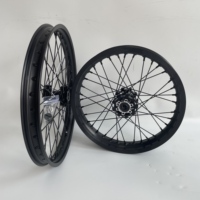 Jeu de roues à rayons droits noirs avec écrous de jante noirs pour Surron Light Bee tout-terrain, avant 19 1.4, arrière 16 2.15, sans pneu