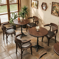 Ensemble de table et chaises de salle à manger vintage en bois et métal, écologique, durable, meubles de salle à manger personnalisés pour restaurant, table et chaises rétro pour café
