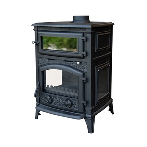 Poêle à <span class=keywords><strong>bois</strong></span> moderne autoportant en fonte écologique avec <span class=keywords><strong>four</strong></span> <span class=keywords><strong>et</strong></span> <span class=keywords><strong>plaque</strong></span> de cuisson intégrés, noir mat, pour cuisine <span class=keywords><strong>et</strong></span> salon - Product Image 4