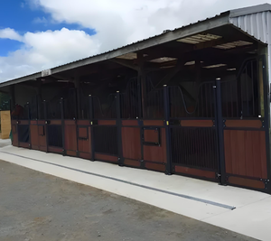 Eenvoudige Stijl Gegalvaniseerde Metalen Structuur Mobiele Gegalvaniseerde Bamboe Houten Staal Geprefabriceerde Paardenstallen Voor Boerderij - Product Image 1