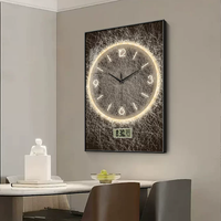 Jam Dinding Bergaya Artistik - Model Besar Tanpa Suara, Dilengkapi Kalender Digital, Cocok untuk Ruang Tamu dan Ruang Makan