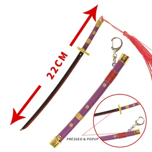 Logotipo personalizado, livre design personalizado logotipo de metal espada samurai peça única anime metal espada brinquedo de liga de zinco brinquedo espada para crianças