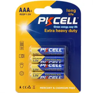 Cina vendita calda pkcell R03P batteria al carbonio 1.5v r03 um4 aaa batteria allo zinco-carbone cella a secco