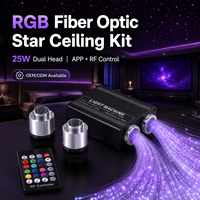 Kit de plafond étoilé à fibres optiques à double tête 25W RGB avec télécommande RF et contrôle par application