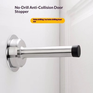 Butée <span class=keywords><strong>de</strong></span> <span class=keywords><strong>porte</strong></span> murale moderne et simple en acier inoxydable anti-collision avec limiteur en caoutchouc étendu, fixation adhésive 3M, personnalisable - Product Image 3