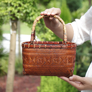 Bamboo Woven <b>Handbag</b> Women's <b>Small</b> Capacity 1-1.9l Eco Friendly Daily Use Regular Shape - Product Image 2